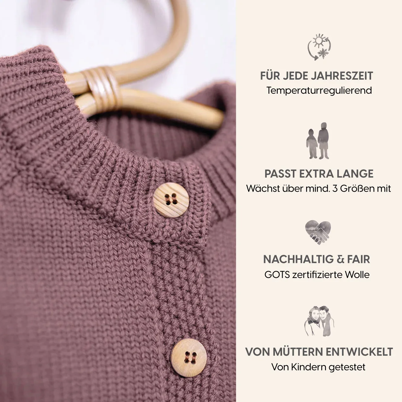 THE WOOLLY CARDIGAN - mauve - Image 2